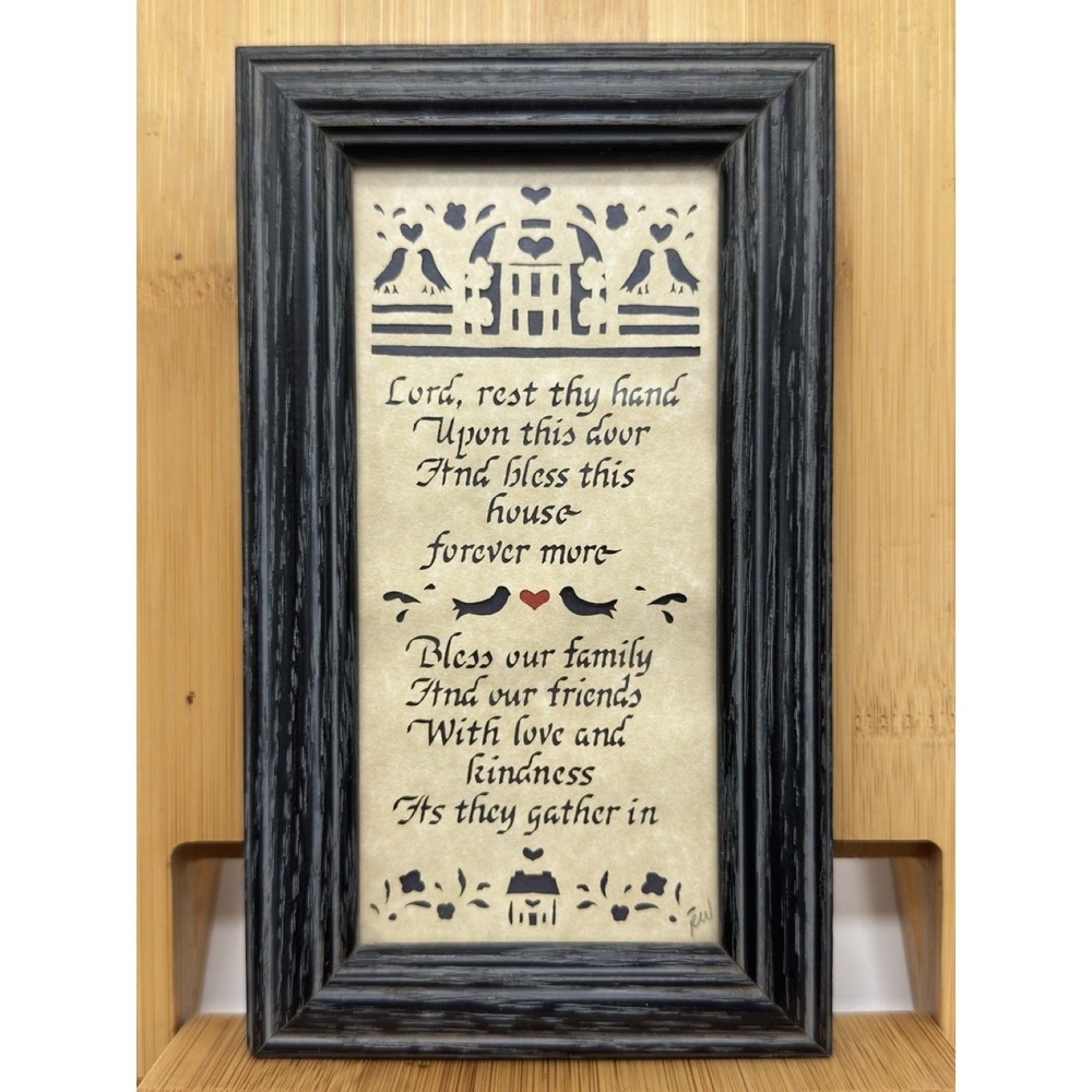 Designs With Scissors Framed Scherenschnitte Folk Art Lord Bless This House 1990